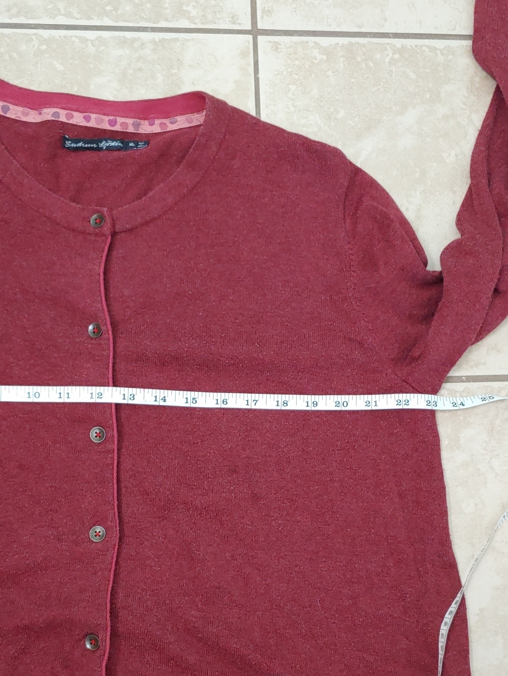 Gudrun Sjoden Cardigan Red Organic Cotton Sweater Women's Size XL - Picture 5 of 6